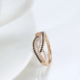 Marvelous Trendy 14K Rolled Rose Gold AAA Black With White Zircon Ring - Fine Geometric Daily Jewellery