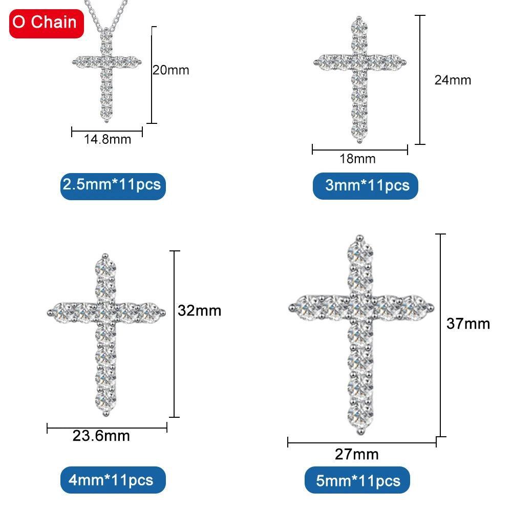 Stunning D Colour VVS1 5mm 5.5ct Cross Necklace with Moissanite Diamonds - Silver Fine Christian Jewellery - The Jewellery Supermarket