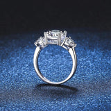 Superb 3CT 3 Stones Moissanite Diamonds Rings for Women 18KGP Wedding Engagement Bridal Sterling Silver Jewellery
