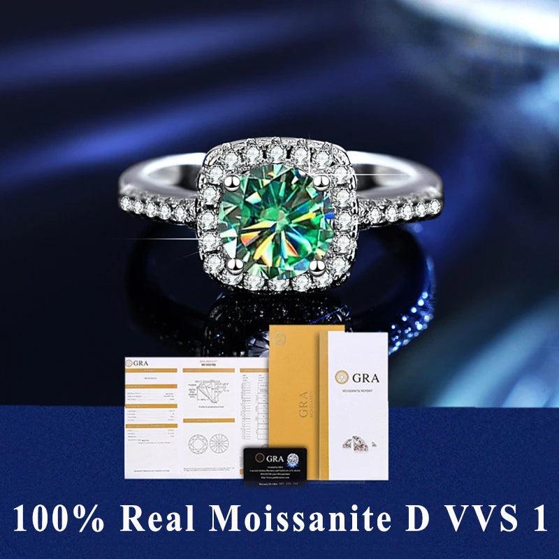Awesome 100% Real Moissanite Ring  D Colour VVS1 Adjustable Size S925 Silver GRA Certificate Wedding Rings for Women