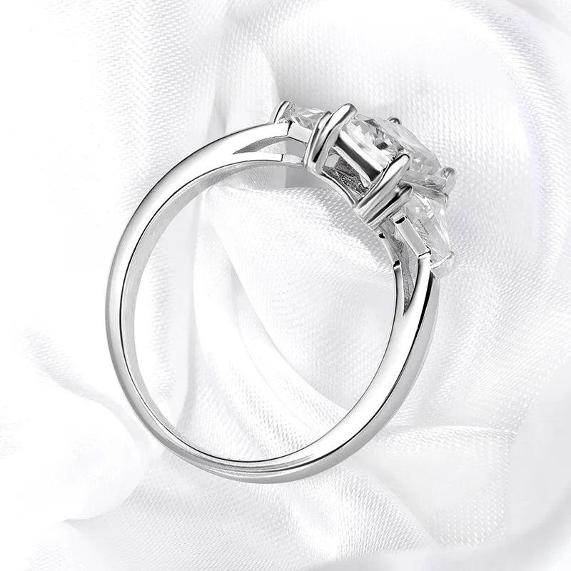 Fabulous Radiant Cut 3ct Full Moissante Diamonds Wedding Engagement Rings - Certified Plated Platinum Silver Rings