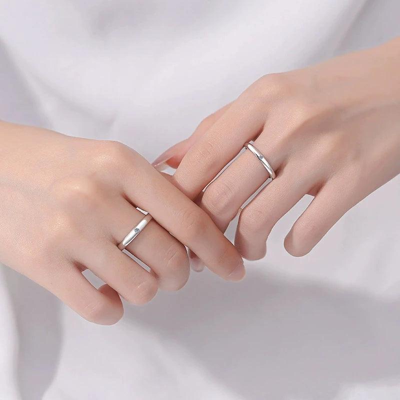 Full Moissanite Diamonds Ring Set for Women Men - Sterling Silver Wedding Promise Engagement Couple Rings Jewellery