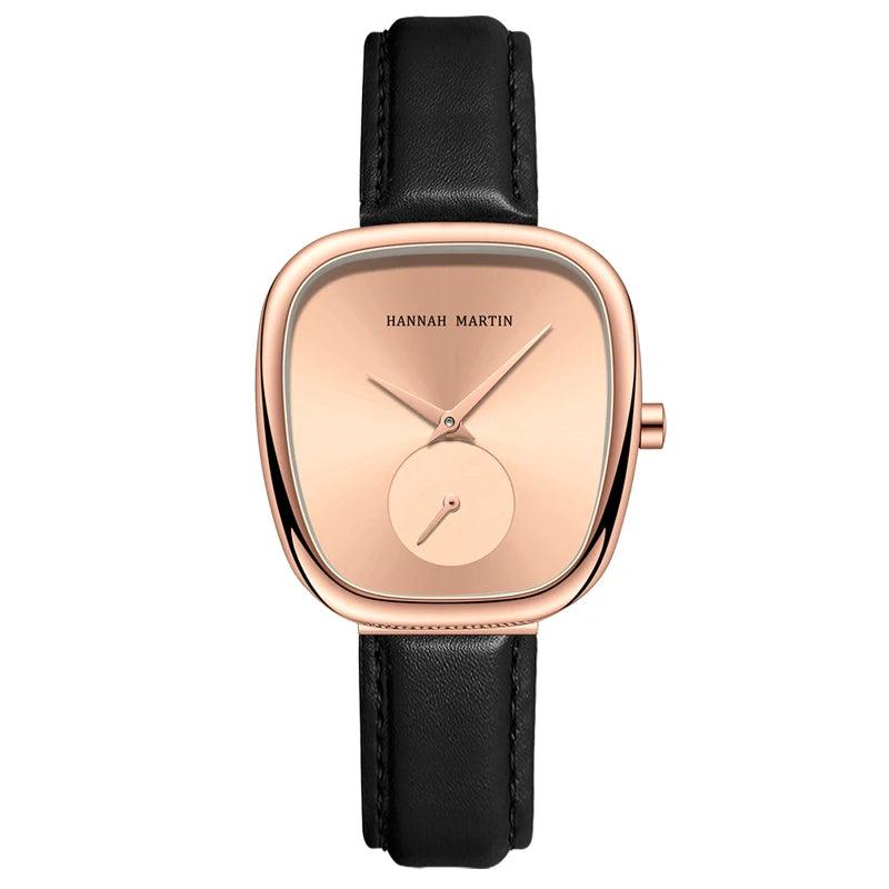 Fashionable Minimalist Style Elegant Ladie's Quartz Wristwatch Wine Barrel Rose Gold or Black Oval Women's Watches