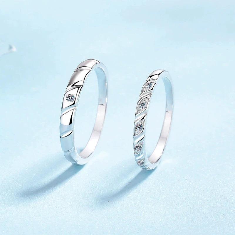 Luxury Moissanite Diamonds Couple Wedding Rings - 925 Sterling Silver Fashion Simple Fine Jewellery
