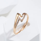 Luxury Double Layer Glossy Metal 14K Rolled Rose Gold AAA Zircon Diamonds Ring - Fine Personality  Jewellery