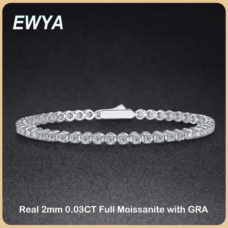 Sparkling Full 0.03ct D Colour Moissanite Diamonds Tennis Bracelet for Women, Fine Jewellery Diamond Link Bracelets - The Jewellery Supermarket