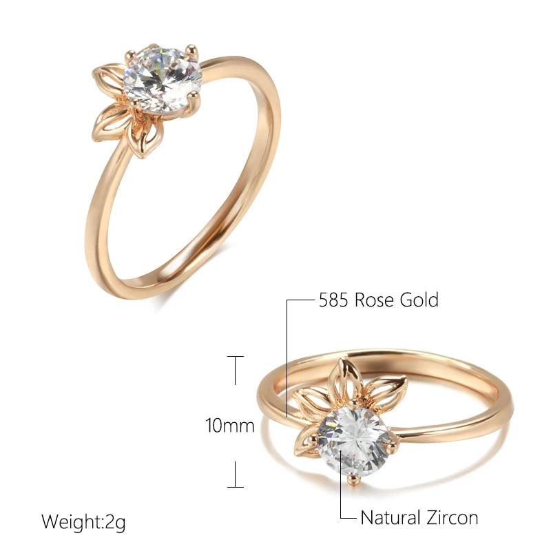 New Fashion Simple Rolled 14K Rose Gold With AAA Zircon Diamond Ring - Romantic Daily Fine Jewellery