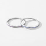 Sterling Silver Exquisite Slim Stackable Rings Clear AAAA Simulated Gradient Pink Blue Crystal Ring Fine Jewellery - The Jewellery Supermarket