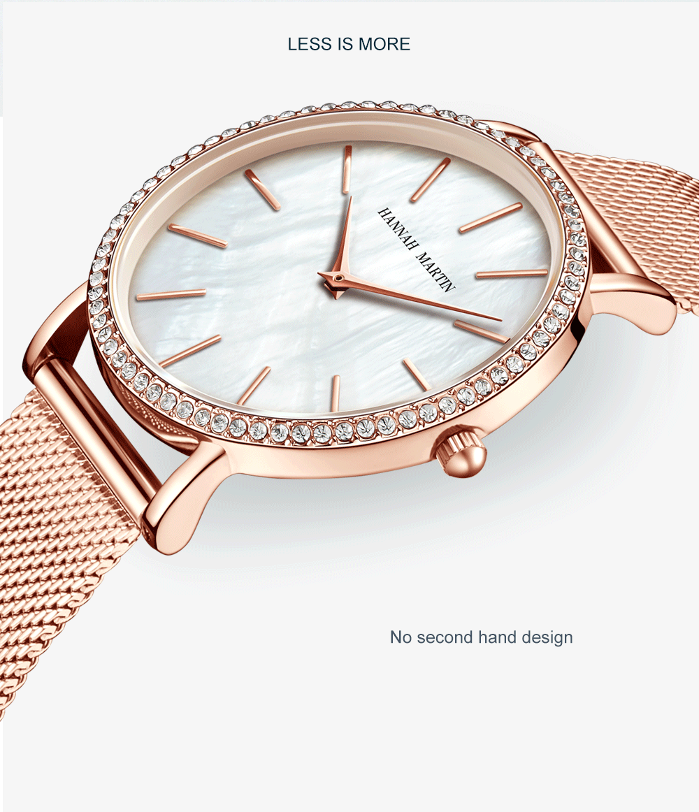 Elegant Luxury Women Watch Quartz Movement Shell Dial Rhinestone Stainless Steel Fashion Waterproof Wristwatches