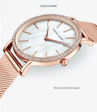 Elegant Luxury Women Watch Quartz Movement Shell Dial Rhinestone Stainless Steel Fashion Waterproof Wristwatches