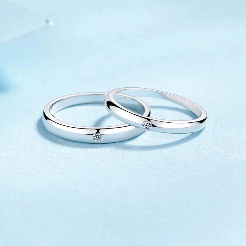 Full Moissanite Diamonds Ring Set for Women Men - Sterling Silver Wedding Promise Engagement Couple Rings Jewellery