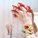 Elegant Ladies' Red Snake Shaped Strap, Personalized and Elegant High-End Quartz Watches - Perfect Gifts