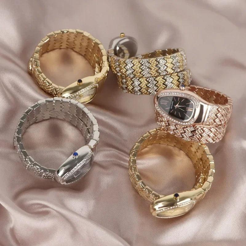 Luxury Snake Watches for Women  Top Brand Stainless Steel Creative Quartz Fashion Lady Dress Jewellery Wristwatches
