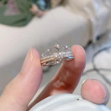 18K Rose Gold Plated D Color Moissanite Diamonds Crown Ring Set - 100% 925 Sterling Silver Fine Jewellery - The Jewellery Supermarket