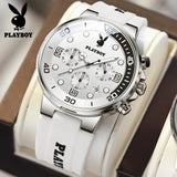 PLAYBOY Top Brand  New Original Fashion High Quality Silicone Strap Multifunction Quartz Watch for Men