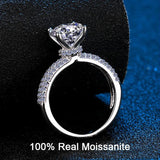 Amazing 100% Real Moissanite With Pave Band 2CT 925 Sterling Silver Diamond  Engagement Wedding Dream Bridal Rings