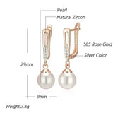 Luxury Unique Geometric Filled Rose Gold of 14-Karat Purity Pearl Drop Earrings for Women - Boho Ethnic Jewellery