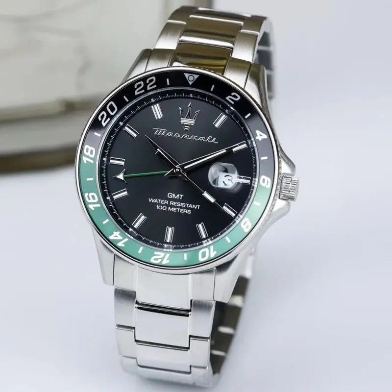 High Quality Maserati Waterproof Men's Business High-grade Green Water European and American Dial Quartz Watch