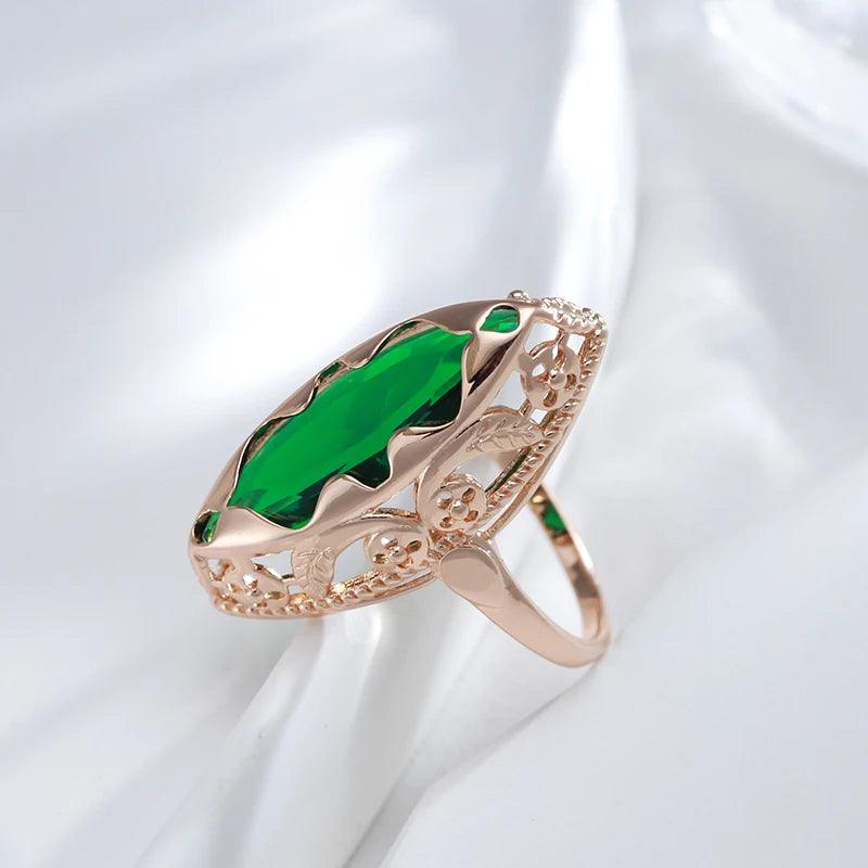 Awesome Horse Eye Design Filled 14K Rose Gold AAA Zircon Crystal Unique Ethnic Rings for Women Daily Fine Jewellery