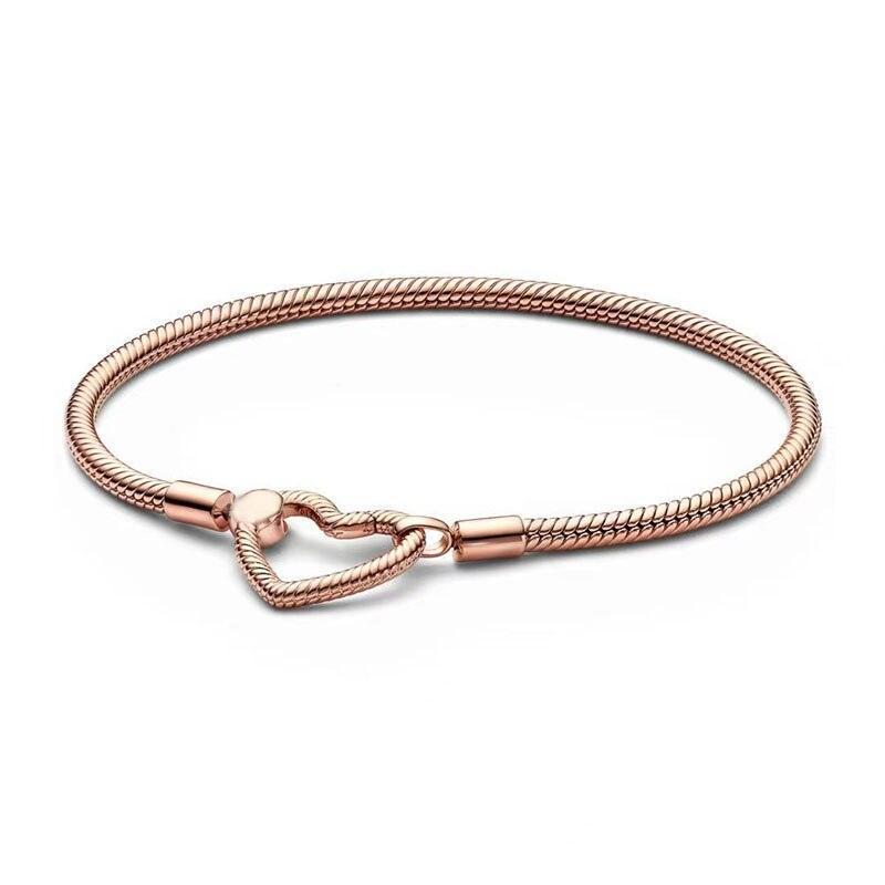 Exquisite Charm Bracelet Sterling Silver Classic Heart-Shaped T-shaped Design Bracelet -  Original Charm Jewellery - The Jewellery Supermarket