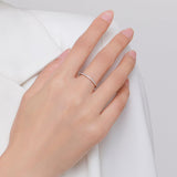 Sterling Silver Exquisite Slim Stackable Rings Clear AAAA Simulated Gradient Pink Blue Crystal Ring Fine Jewellery - The Jewellery Supermarket