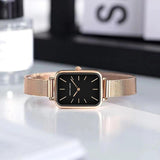 Super Elegant Rectangle Ultrathin Nordic Style Quartz Movement Fashion Stainless Steel Mesh Bracelet Ladies Watches