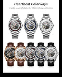 PLAYBOY Brand Skeleton Multifunction Automatic Mechanical Original Stainless Steel Fashion Luxury Watches for Men