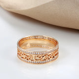 Luxury Rolled 14K Rose Gold Bride Wedding Rings For Women with AAA Zircon Diamonds - Ethnic Fine Jewellery