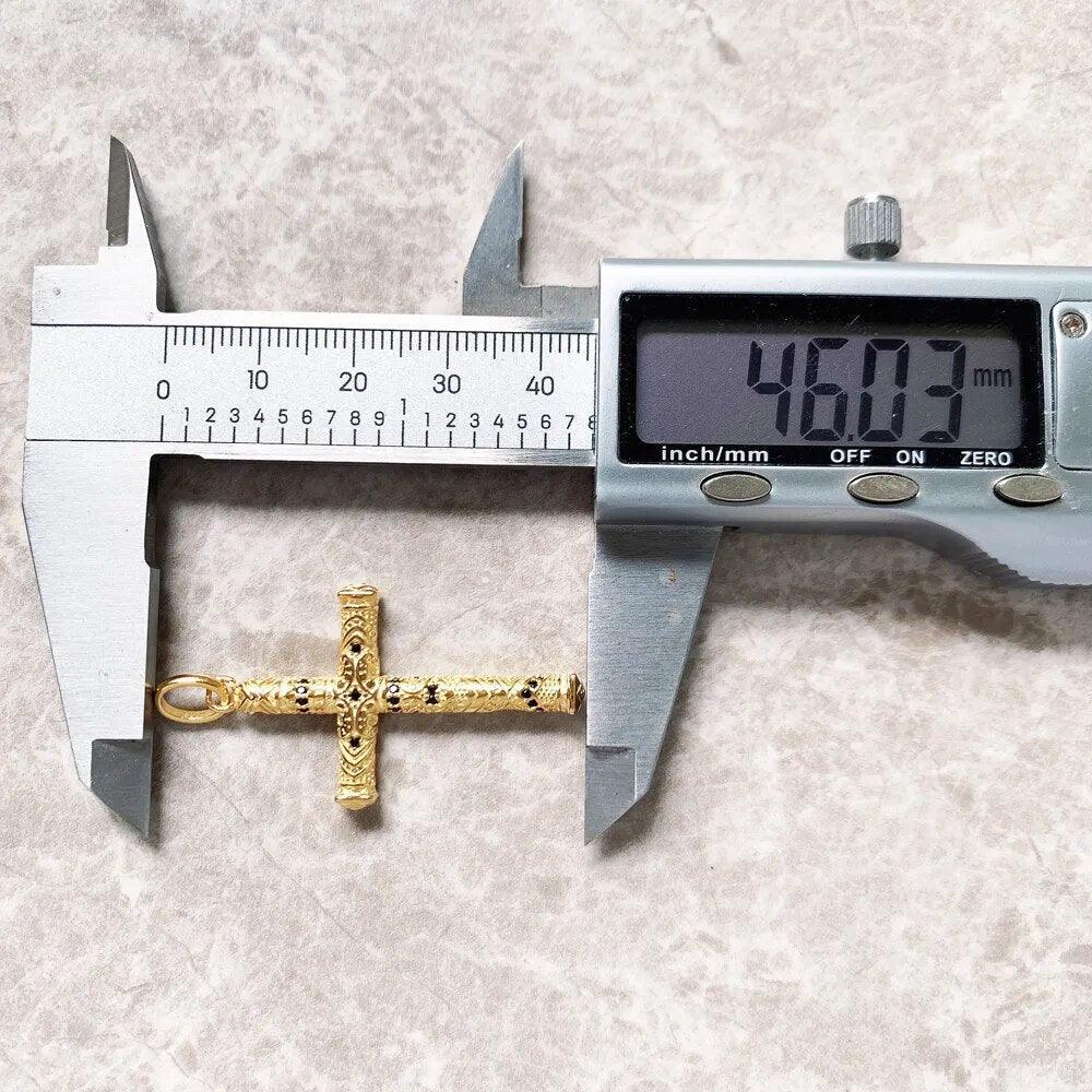 New Arrival Elaborate Design Cross Golden New Fine Jewellery Ethnic Pure 925 Sterling Silver Pendant For Women & Men - The Jewellery Supermarket