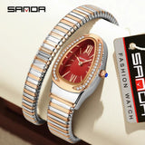 New Arrival High-End Snake Shaped Zircon Diamonds Inlaid Women's Retro Lightweight Luxury Quartz Watches
