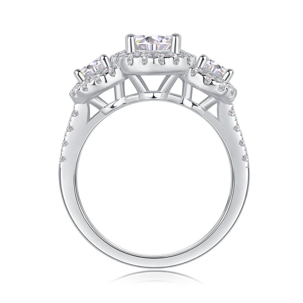 3EX VVS1 D Colour Sparkling Round Cut 1CT Real Moissanite Diamonds Engagement Rings - 925 Sterling Silver Jewellery