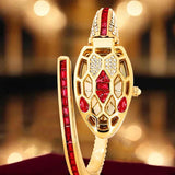 Luxurious Casual Style Honeycomb Case One Piece Women's Steel Band Snake-Shaped Snake Body Red Eye Quartz Watch