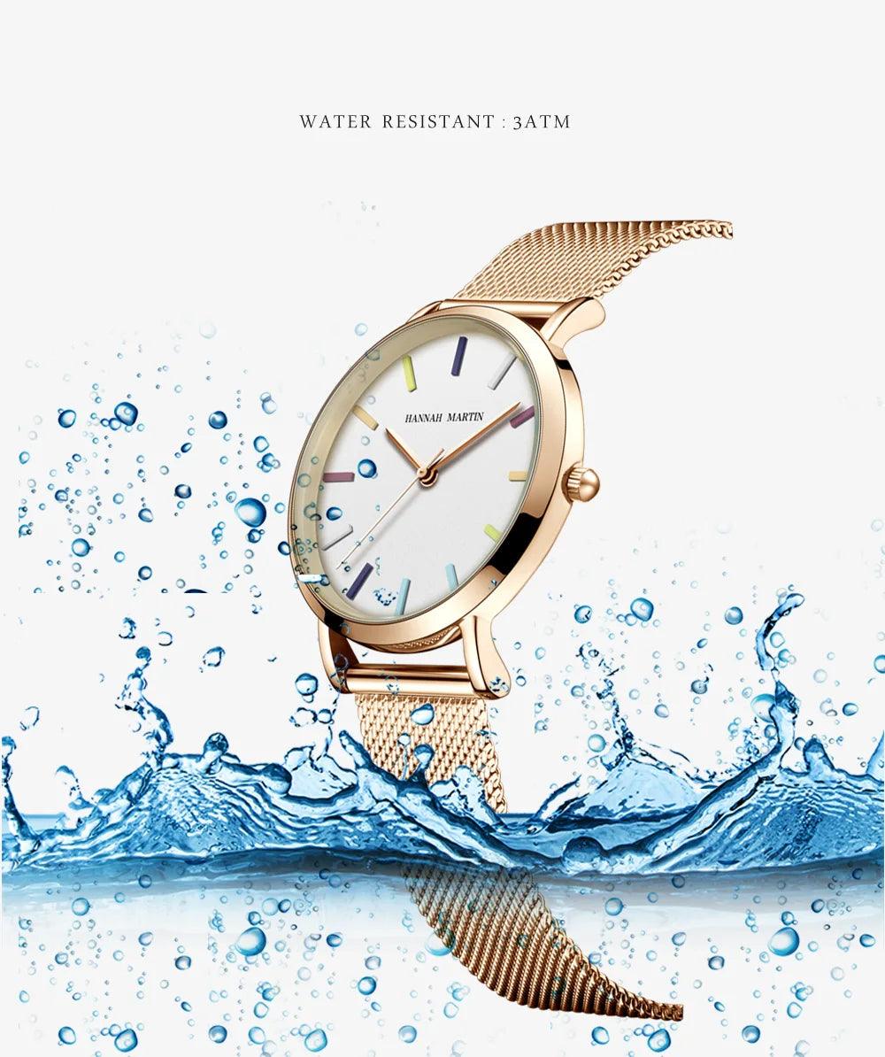 Top Brand Elegant Bohemian Style Women Watches  Simple Stainless Steel Mesh Strap Quartz Fashion Bracelet Watches