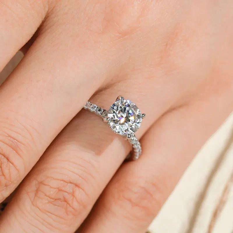 Certified 2CT Moissanite Diamond Solitaire Ring Sparkling Engagement Wedding Rings s925 Silver Wedding Jewellery