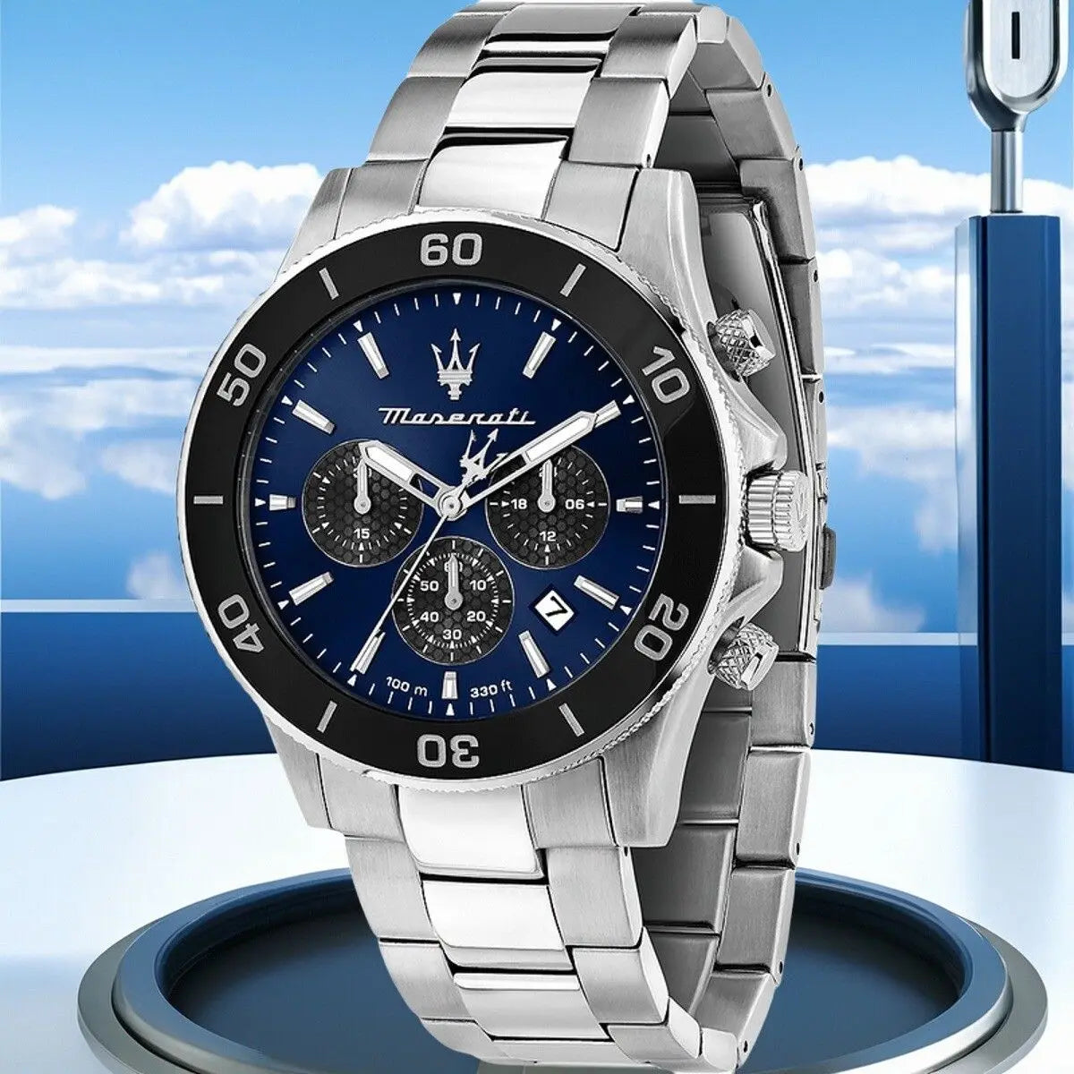 Maserati Original Green Water Ghost Trend Sports Watch Europe and America Style Authentic Quartz Wristwatch