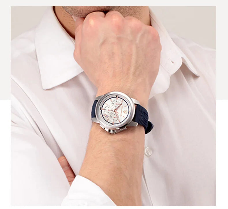 Maserati Luxury Watch Men's Sports Racing Success Series Fashion Multifunction Waterproof Silicone Strap Quartz Watch