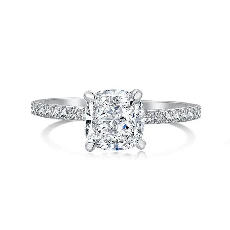 1/2/3CT Cushion Cut Moissanite Diamonds Solitaire Rings 925 Silver GRA Certified Engagement Wedding Fine Jewellery