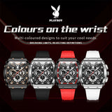 PLAYBOY Top Brand High Quality Multifunction Original Fashion Waterproof Silicone Strap Quartz Watch for Men