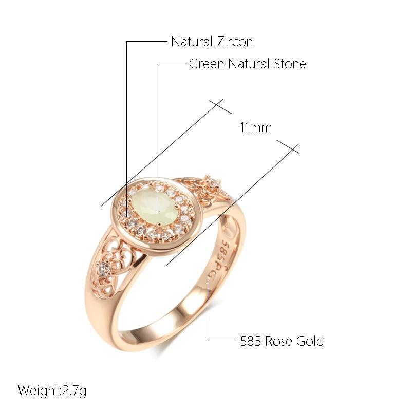 New Oval Cut Luxury AAA Zircon Emerald With 14K Rolled Rose Gold Flower Ring Ethnic Daily Jewellery