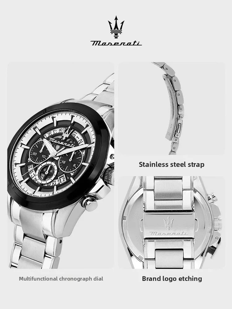 Original Maserati Men's Watch Fashion Leisure Explorer Series Steel Strap Large Dial European and American watches