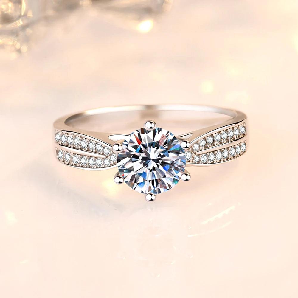 1/2/3ct Moissanite D VVS1 Lab Diamond 925 Sterling Silver Engagement Wedding for Women Rings with GRA Fine Jewellery