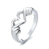 New Popular Romantic Heart Hand Hug Fashion Ring for Women and Girls -  Silver Color Punk Gesture Fashion Gift - The Jewellery Supermarket