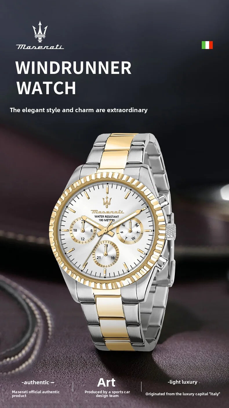 Original Maserati Blue Gold Men's Luxury Gold Fashion Trend Dial European and American Business watch