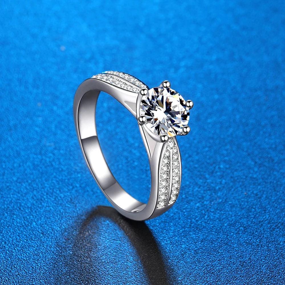 1/2/3ct Moissanite D VVS1 Lab Diamond 925 Sterling Silver Engagement Wedding for Women Rings with GRA Fine Jewellery