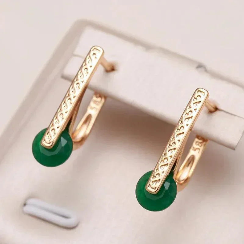 New 14K Rolled Rose Gold AAA Emerald Zircon Crystals Luxury Round Crystal Earrings For Women -  Fine Jewellery