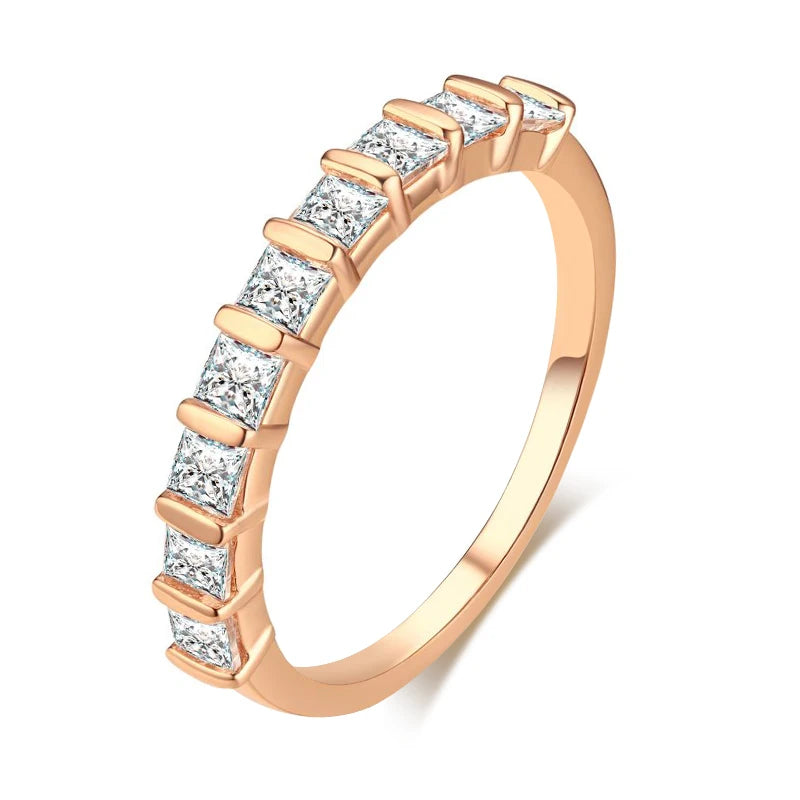 Popular Simple Square 14K Rolled Rose Gold AAA Zircon Crsytals Fashion Party Daily Rings - Fine Jewellery