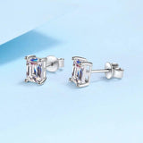 Classic 0.5-2CT Emerald Cut Rectangle Moissanite Diamonds Earrings - Sterling Silver Fine Jewellery For Men and Women - The Jewellery Supermarket