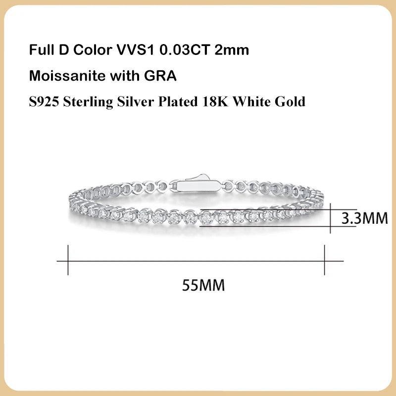 Sparkling Full 0.03ct D Colour Moissanite Diamonds Tennis Bracelet for Women, Fine Jewellery Diamond Link Bracelets - The Jewellery Supermarket