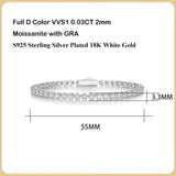 Sparkling Full 0.03ct D Colour Moissanite Diamonds Tennis Bracelet for Women, Fine Jewellery Diamond Link Bracelets - The Jewellery Supermarket