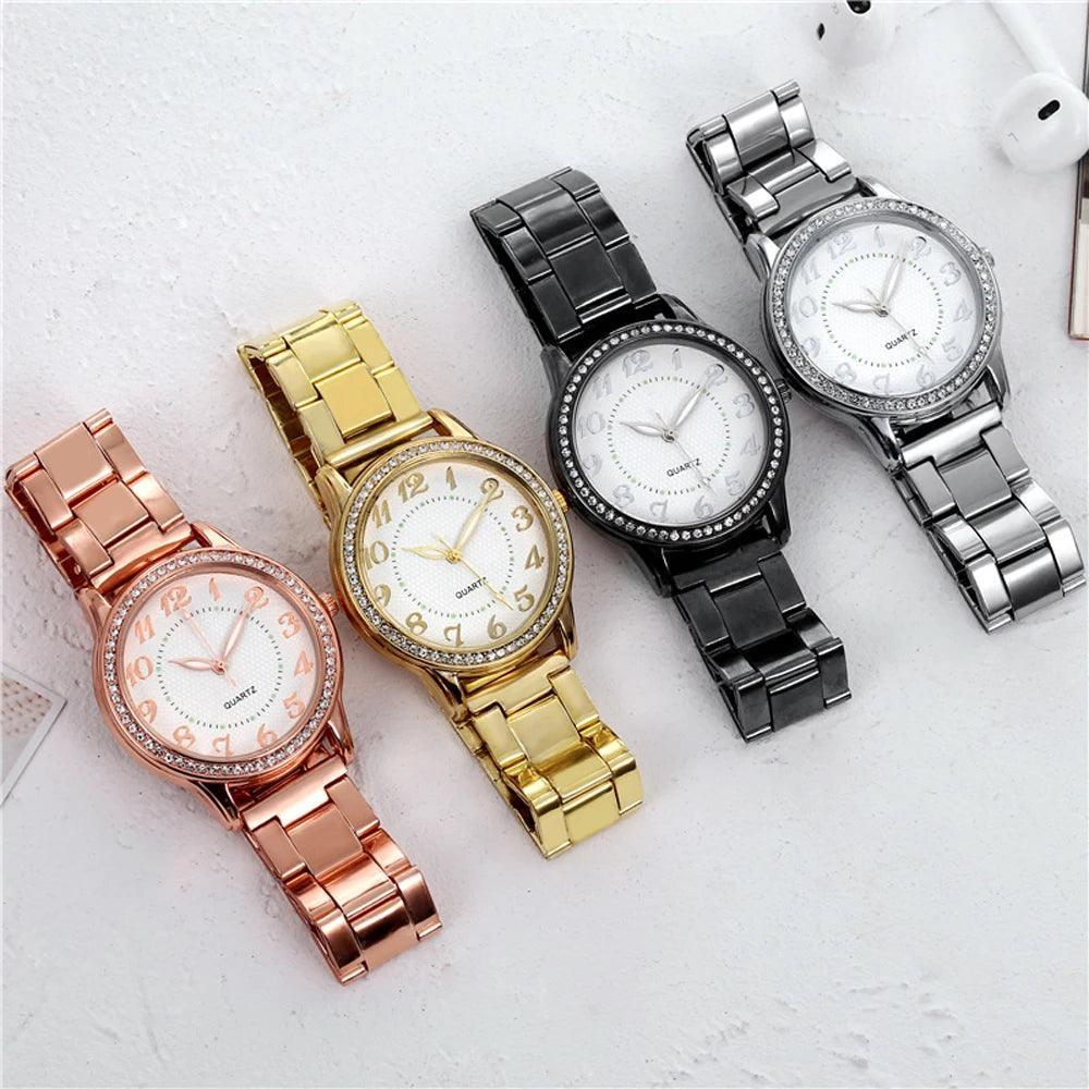 Elegant Dress Mesh Belt Rhinestones Quartz Watches Luxury Bracelet Quartz Watches for Women BusinessClock Relogio Feminino - The Jewellery Supermarket